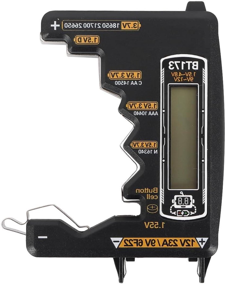 Batterijtester Vermogensmeter - Batterijcontrole Apparaat - Batterijen Controleren - Digitale Uitlezing - 10.5 x 7.7 x 1.42 cm - Zwart