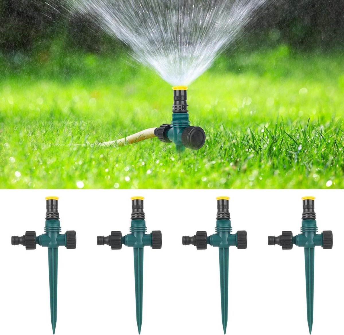 Tuinsproeiers - Automatische irrigatie - Gazon bewateren - 360 graden draaibaar - 4 stuks - Groen