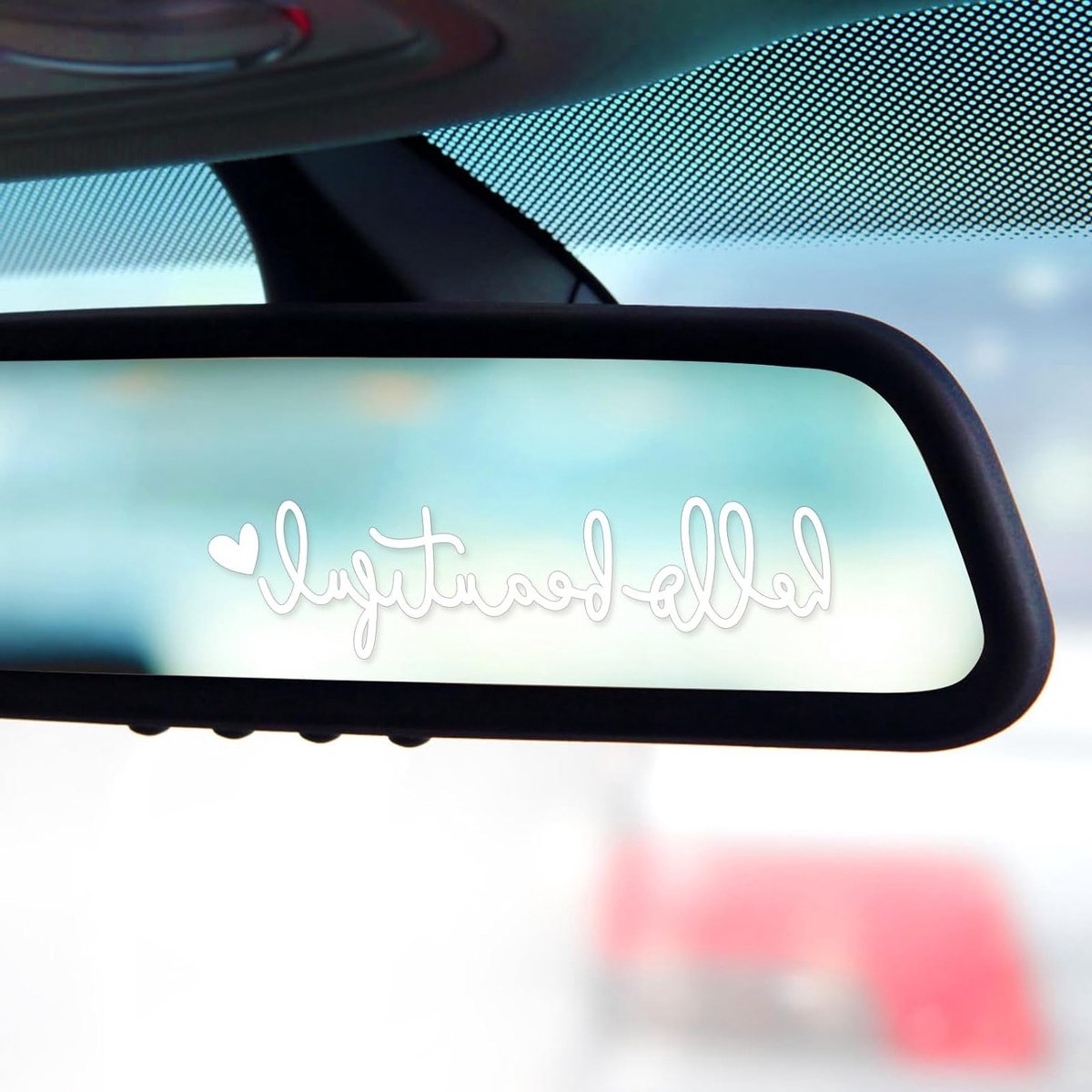 3-delige set mooie auto spiegelstickers, positieve achteruitkijkspiegel decoraties, auto accessoires voor vrouwen en meisjes (Wit)
