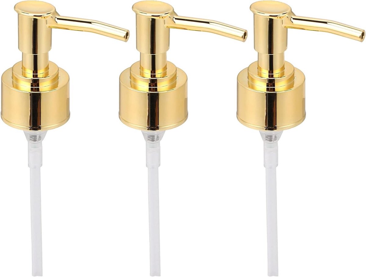Vervangingspomp voor Zeepdispenser - 3 Stuks Emulsiepomp, ABS Drukpomp, Universele Dispenser, 5.4x14.5 cm (Goud)