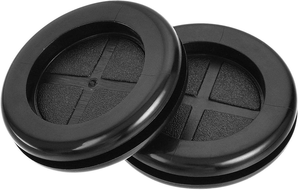 4 Stuks 32mm Ronde Rubber Grommets - Dubbelzijdige Zwarte Synthetische Rubber Stoppen voor Kabel- en Stekkerbescherming, Ideaal voor Elektrische Toepassingen