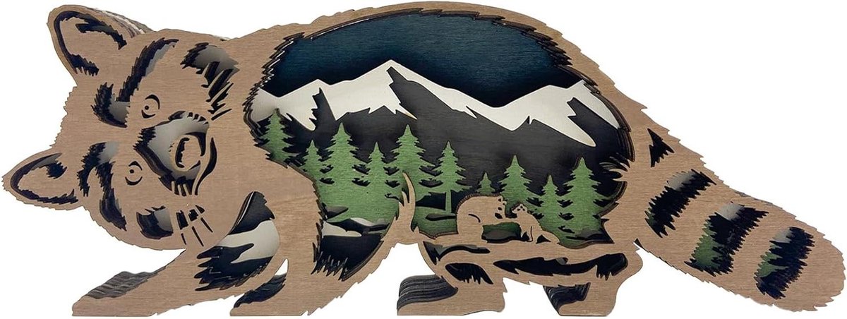 Houten Bos Decoratie - Muur Decoratie - Rustieke Sfeer Creëren - Meerlaags 3D Ontwerp - 8.7 x 3.1 cm