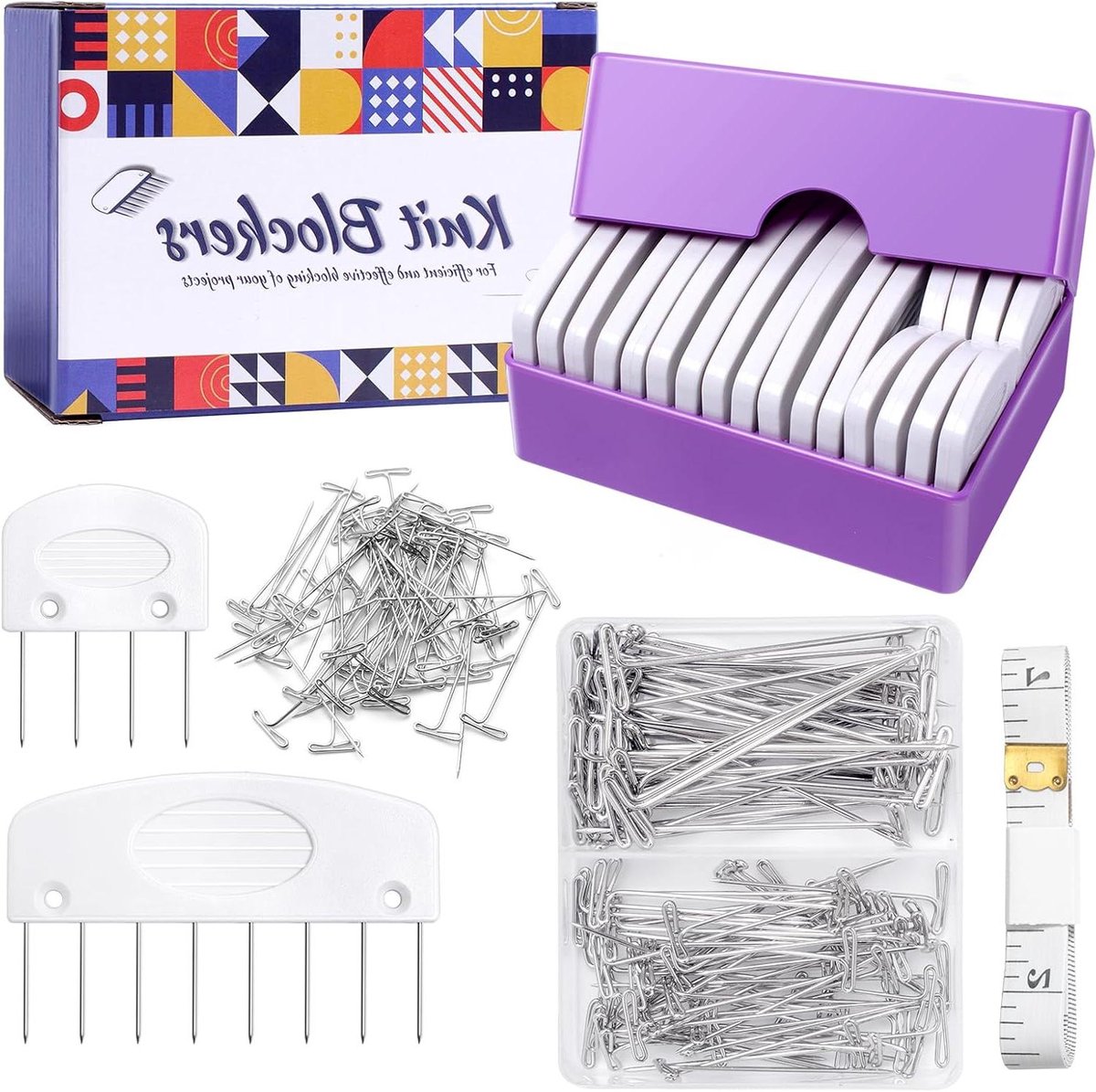 Brei Blokkeer Kammen - Brei Gereedschap Set - Projecten Blokkeren - Met Flexibele Meetlint - 20 Stuks - Zilver