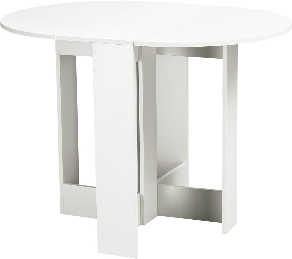 1 stuk - vouwbare eettafel - met twee vouwbare tafelbladen - uitschuifbare houten eettafel