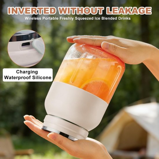 Draagbare Smoothie Maker - Mixer Fles - Gezonde Drankjes Maken - 38 Roestvrijstalen Messen - 1200 ml - Beige — afbeelding 2