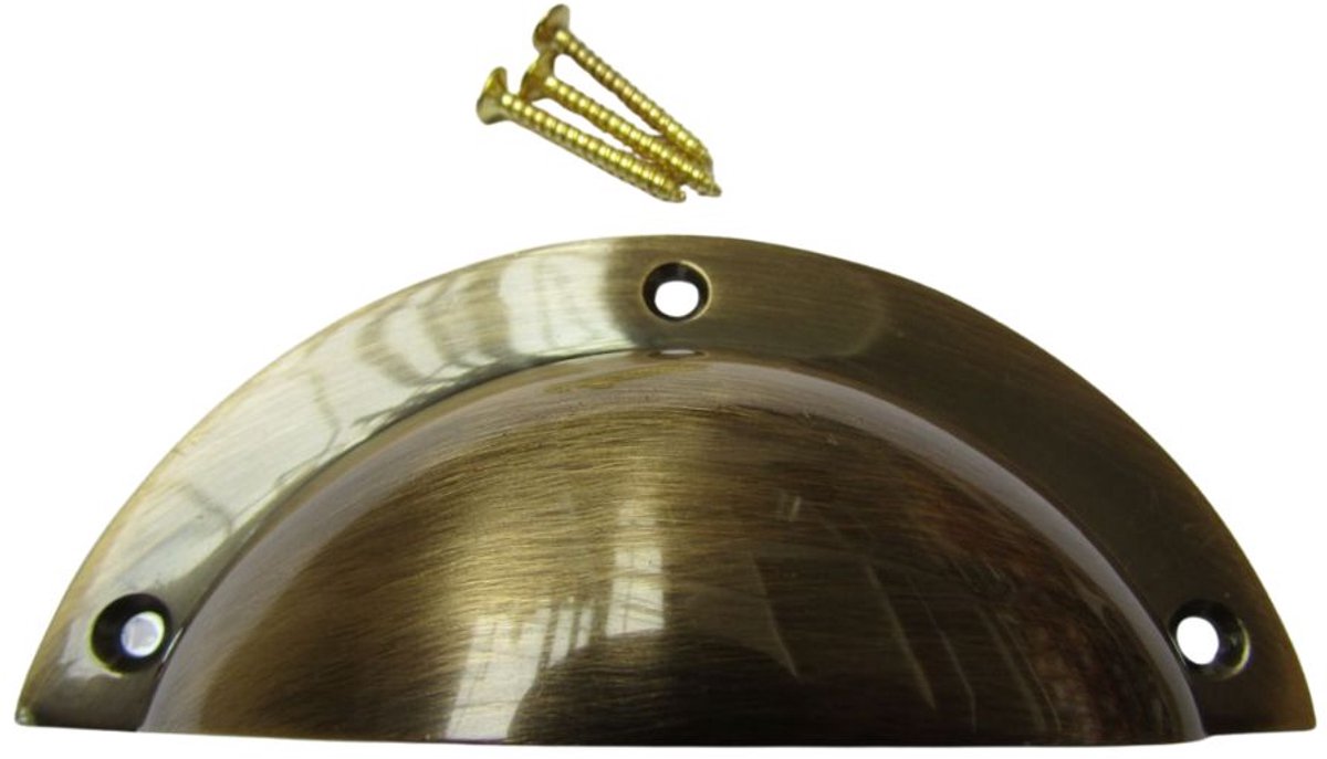 Large Plain Victorian Cup Pull Handle Antique Brass