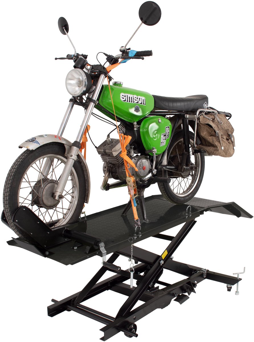 TRUTZHOLM Hydraulische Motorlift 360kg - Breedte 47cm - Motorfiets Heftafel Compact Montageplatform Stealth Zwart