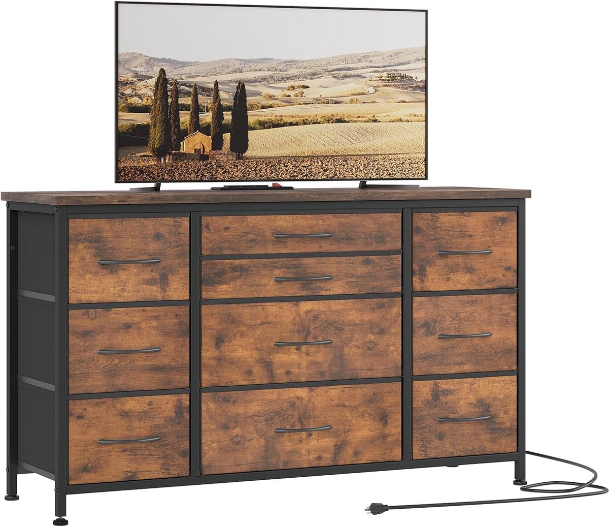 Tv-meubel -Commode met lades en stopcontact- 10 lades- multifunctioneel- voor slaap- en wo