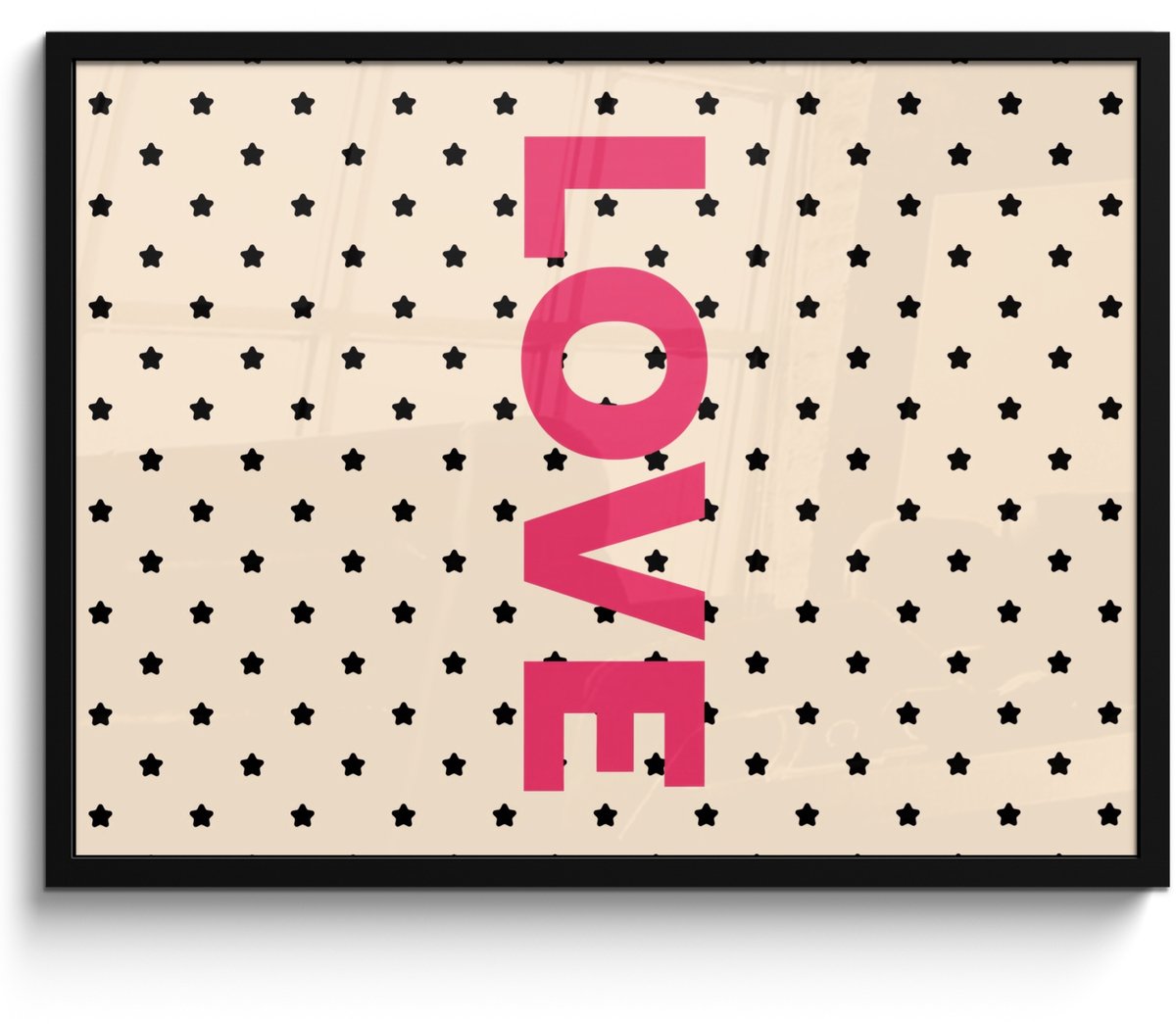 FrameYourWall Poster in lijst - Fotolijst 70x50 cm - Posters - Love - Stippen - Roze - Posterlijst zwart - Decoratie - Wanddecoratie woonkamer - Muurdecoratie slaapkamer