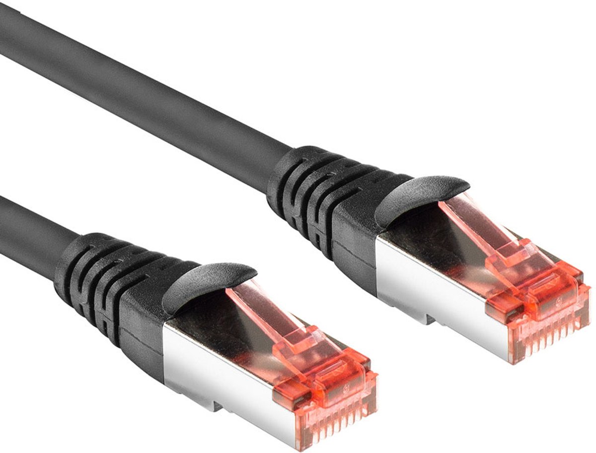 ACT FB5007 PVC U/FTP CAT6A High Flexibility Tangle-Free Patchkabel Snagless | RJ45 Connectoren | Zwart | 7 meter