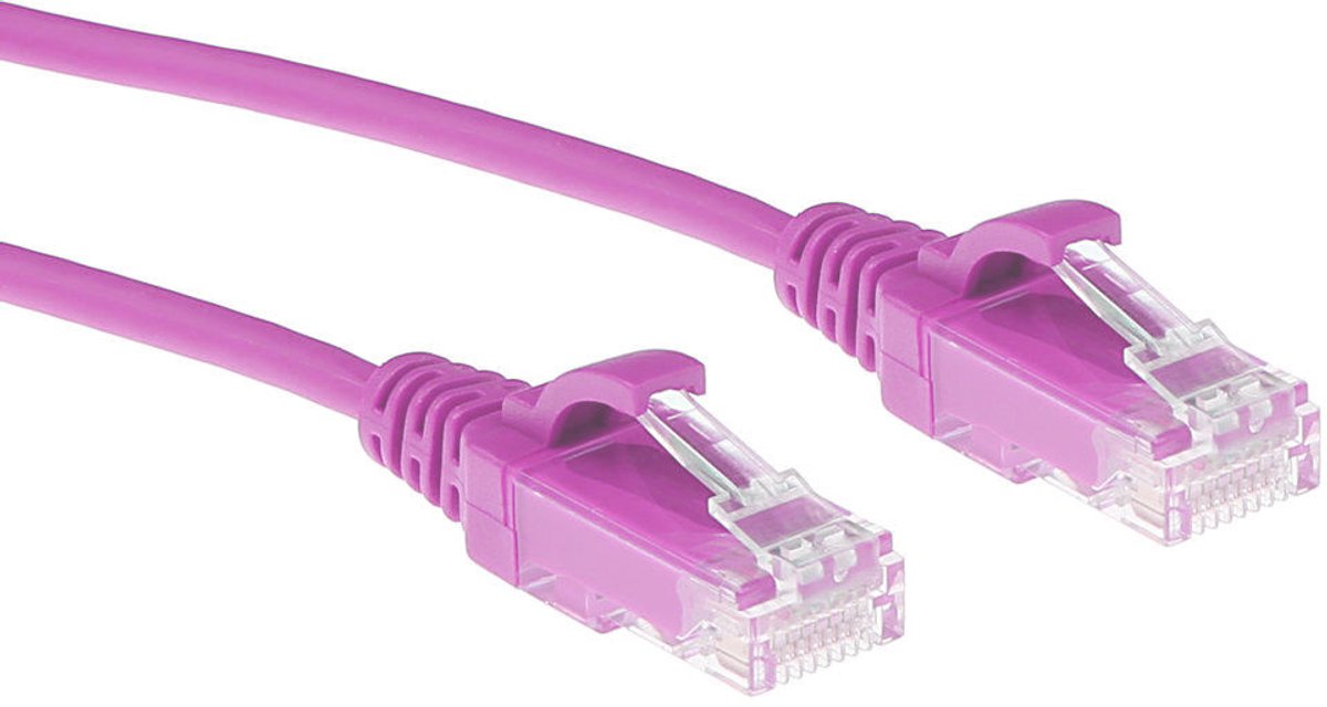 ACT Roze 0,15 meter LSZH U/UTP CAT6 datacenter slimline patchkabel snagless met RJ45 connectoren DC9430