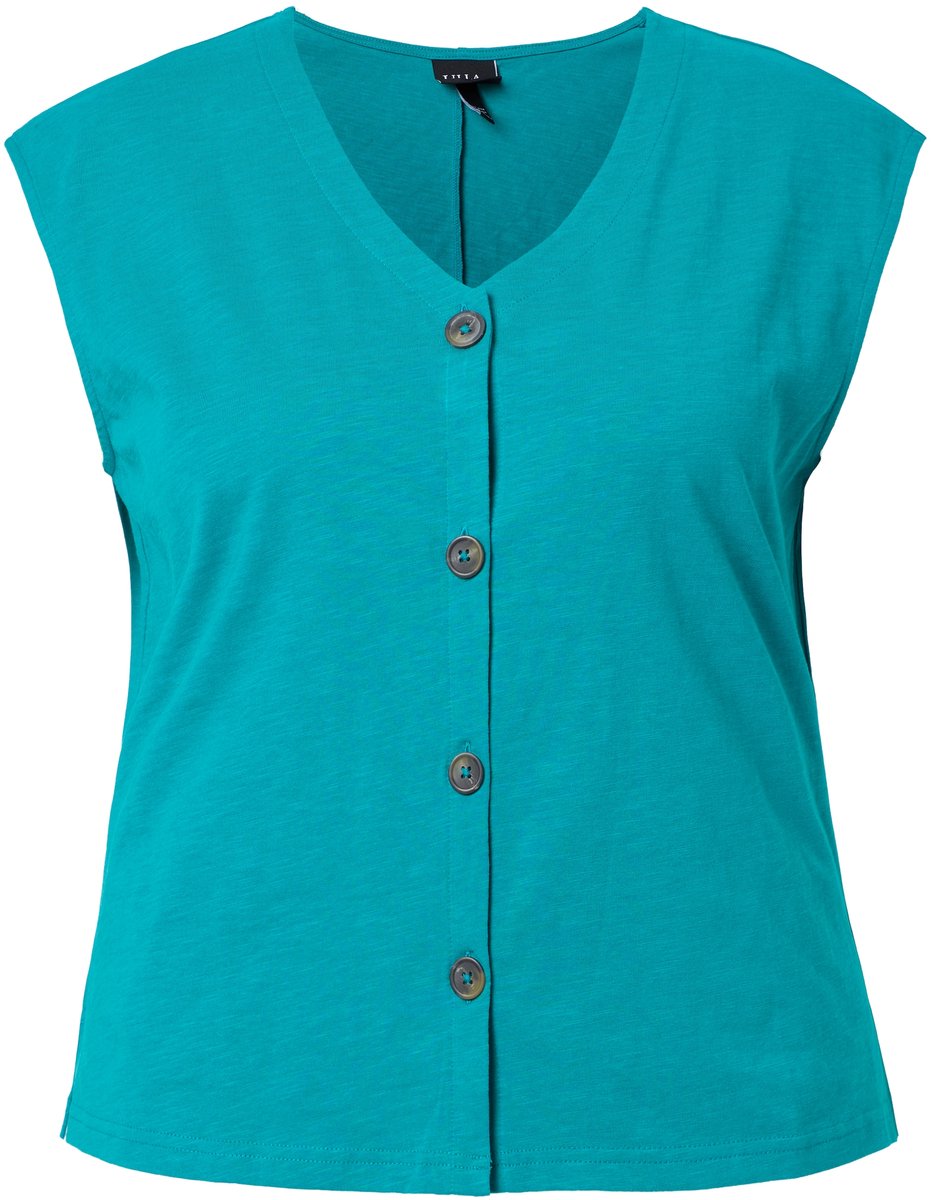 Ulla Popken - Dames - Vest zonder mouwen - Turkoois - Maat 42+