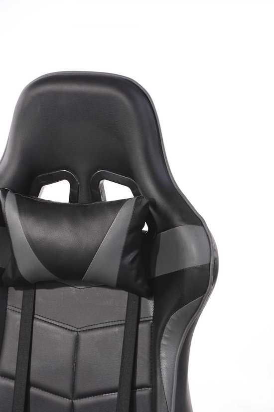 Gamestoel met voetsteun - Bureaustoel race - Comfortabel werken gamen - Ergonomisch ontwerp - 83 cm hoog - Zwart grijs — afbeelding 3