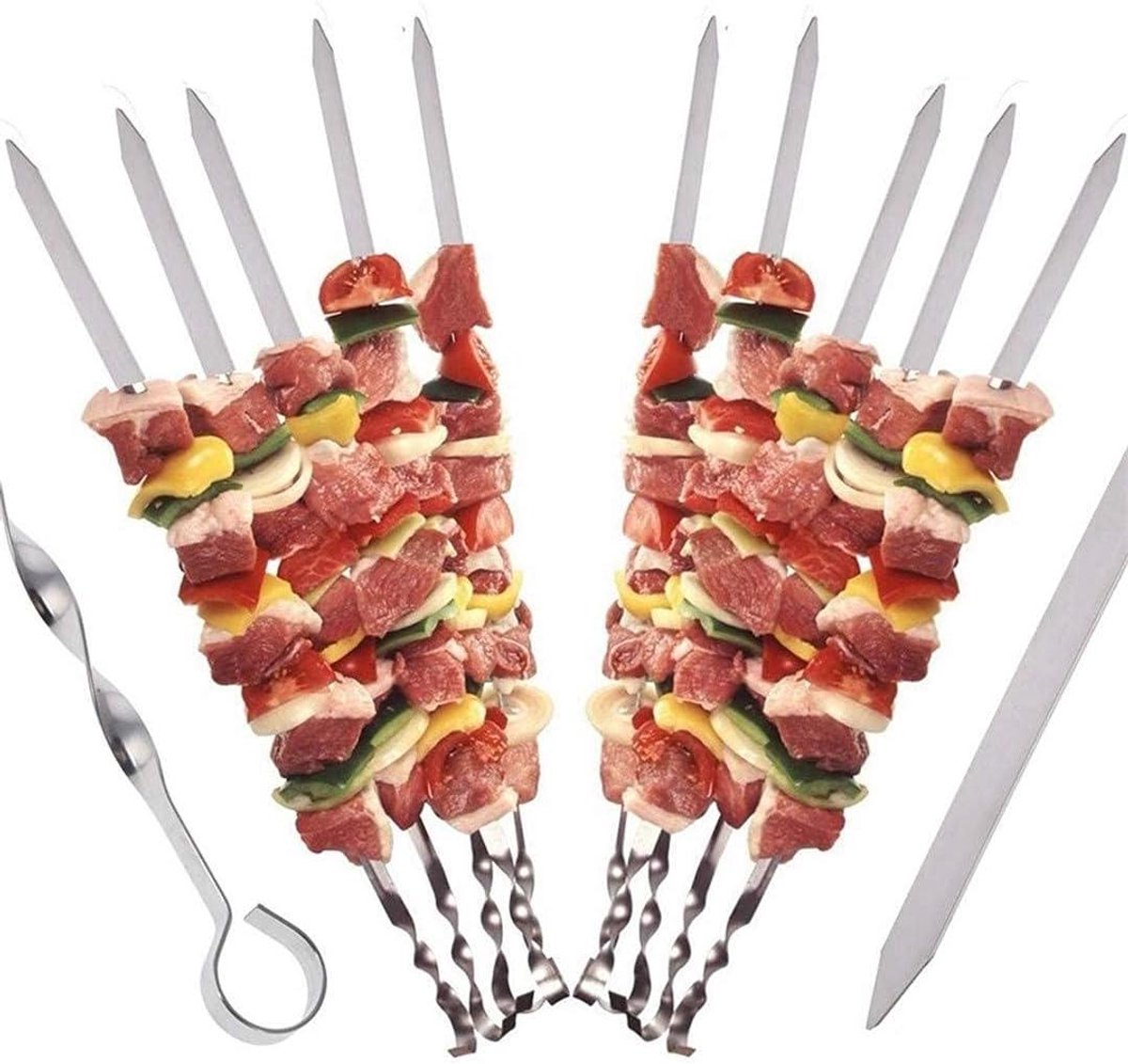 BBQ Spiesjes - Grill Prikkers - Buiten Koken - Roestvrij Staal - Niet-klevend - Metaal
