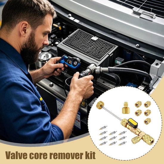 Ventielkern Gereedschap - Reparatieset - Airco Onderhoud - Compleet met Hulpmiddelen - 236 g - Koper van Merkloos — afbeelding 4