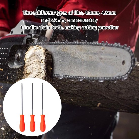 Kettingzaag Vijl - Slijper Set - Kettingen Scherp Houden - Zeshoekige Fijne Tand - 4.0 4.8 5.5mm - Metaal — afbeelding 4