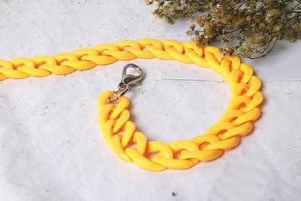 Bril Ketting - Leesbril Houder - Veilig Dragen - Afneembare Sluitingen - 60 cm - Geel