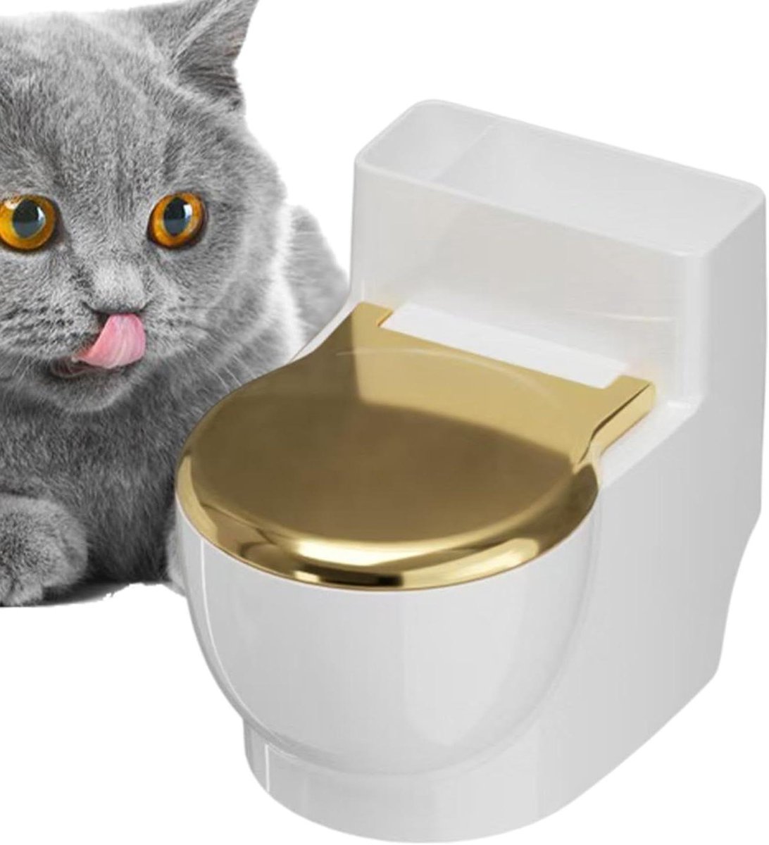 Katten Drinkbak - Voerbak Huisdier - Stressvrij Drinken - Anti-Mors Ontwerp - 11x10x10 cm - Goud