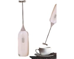 Melkopschuimer Handheld - Elektrische Garde - Koffie Maken - Batterij Aangedreven - 19.5 cm - Wit