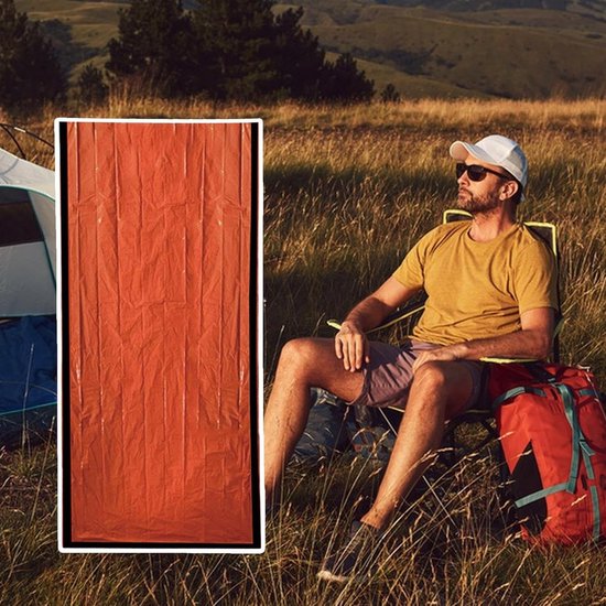 Slaapzak - Outdoor tas - Kamperen en reizen - Waterdicht en warm - 266 x 91 cm - Oranje — afbeelding 3