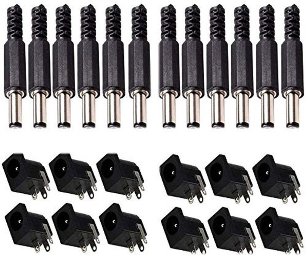 aladdien - DC Hollow Plug 5.5 x 2.1 - Solder Verbinding - Voor Audio/Video - Geschikt voor Mobiele Apparaten - 12 Stuks - Zwart - Hoogwaardige Kwali...
