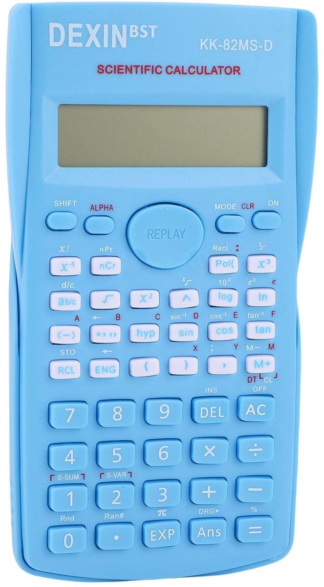 Wetenschappelijke rekenmachine 12 bit met 240 functies en grote display - Blauw