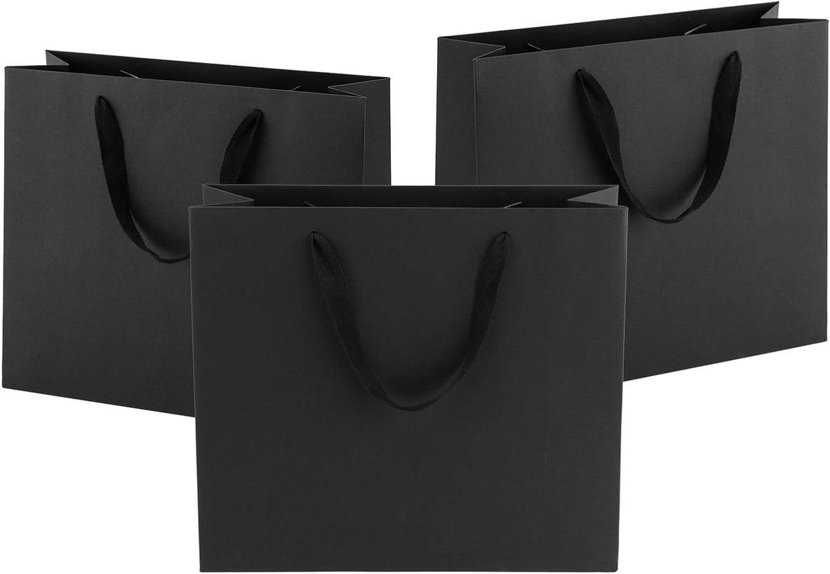 Grote Cadeauzakken - Papieren Tassen - Feestelijke Presentatie - Stevig Karton - 25 Stuks - Zwart