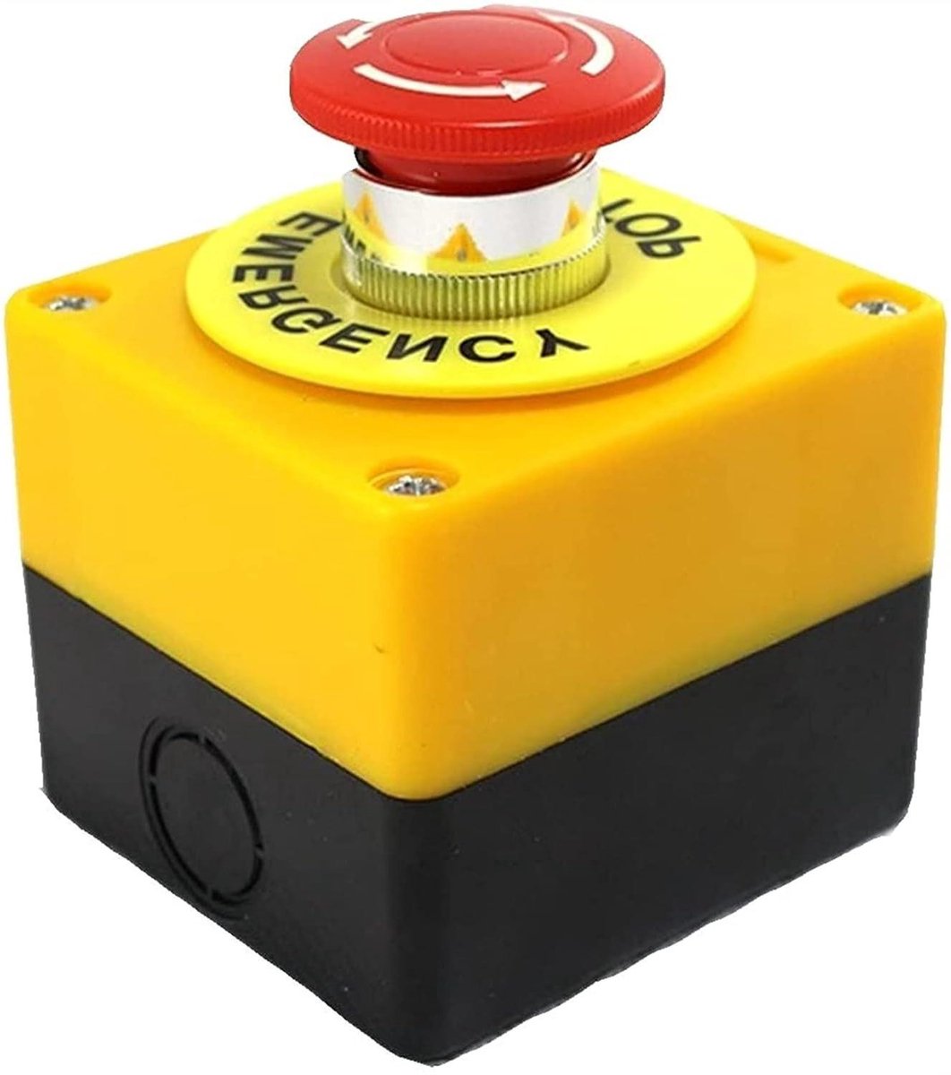 Noodstop Schakelaar - Paddestoel Drukknop - Industriële Controle - Waterdicht Stofdicht - 73x72x65mm - Rood