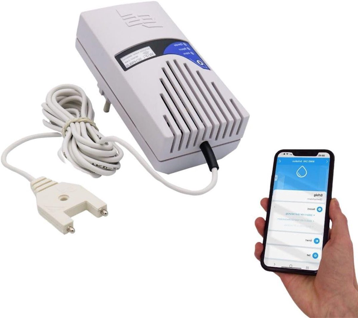 Watermelder - Niveausensor - Wateroverlast voorkomen - App notificatie - 28m kabel - Wit