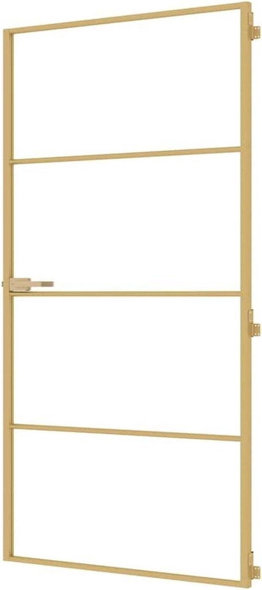 Binnendeur Glas - Opdekdeur Paneeldeur - Kamer Overgang - Gehard Glas Frame - 102.5x201.5 cm - Goud Transparant
