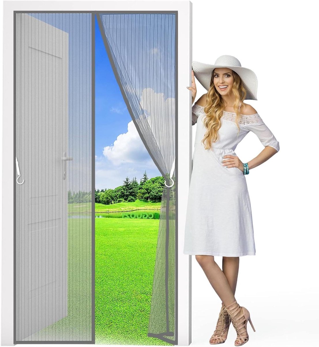 Magnetisch Deur GORDijn - Insectenhor - Frisse lucht - Automatisch sluitend - 100 x 230 cm - Grijs
