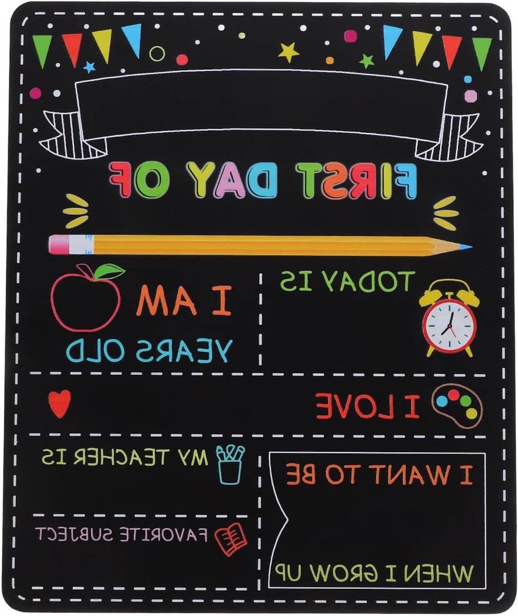 Dubbelzijdig schoolbord voor kinderen - Herbruikbaar zwart krijtbord voor kleuters, perfect voor de eerste schooldag en creatieve activiteiten