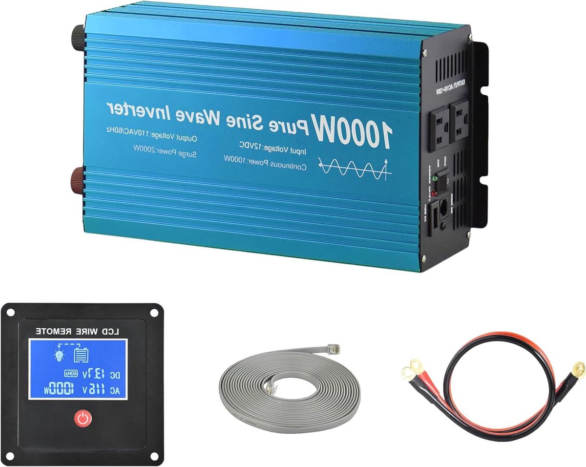 Zuivere Sinus Omvormer - Spanning Omvormer - Apparaten Aanjagen - Dubbele USB - 1000 W - Blauw