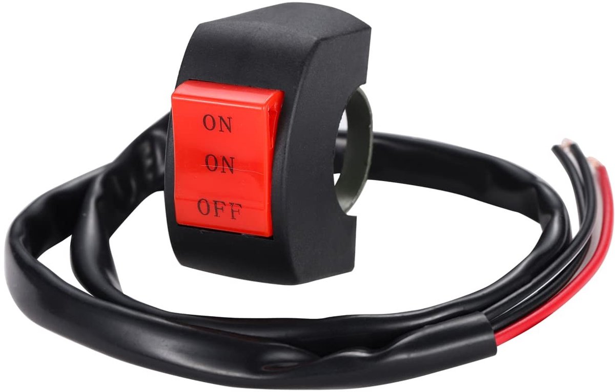 aladdien - Handlebar Schakelaar - Universele On/Off Schakelaar - Geschikt voor motorfiets en scooter - 22mm - Betrouwbare bediening - Duurzaam
