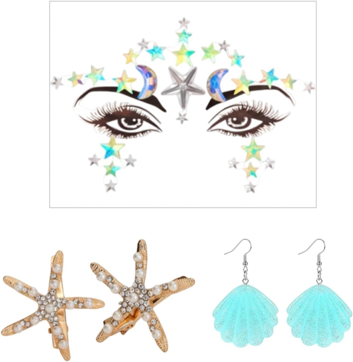 Mermaid Hoofdstuk voor Vrouwen met Sterrenhaarspelden en Schelpenaccessoires voor Cosplay en Carnaval Thema Feest