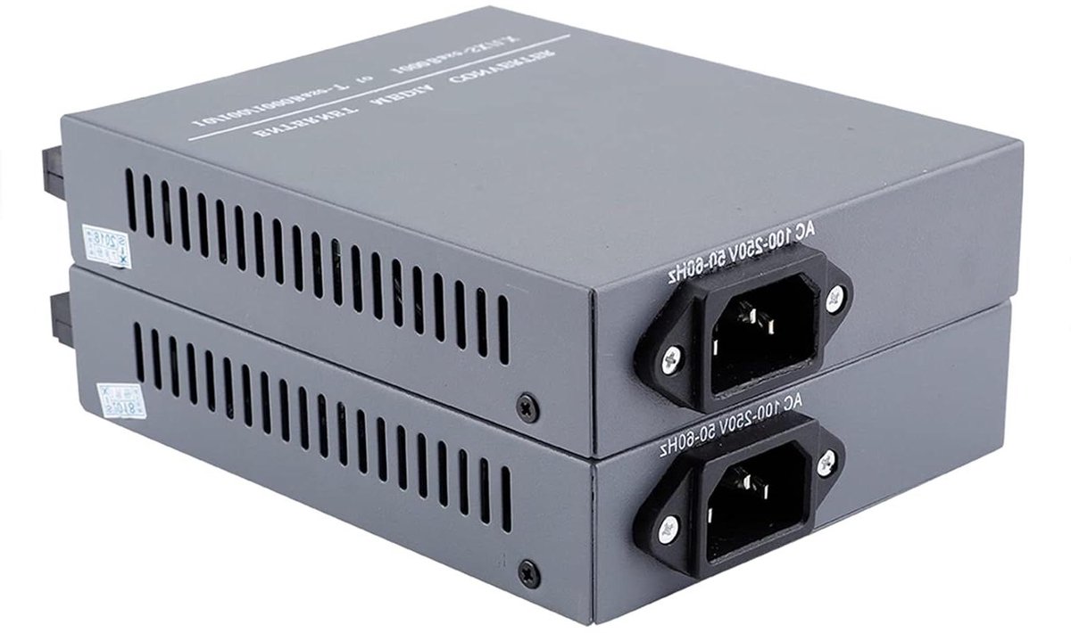 Mediaconverter - Glasvezel Adapter - Netwerk Uitbreiding - Gigabit Snelheid - 20 km Bereik - Grijs