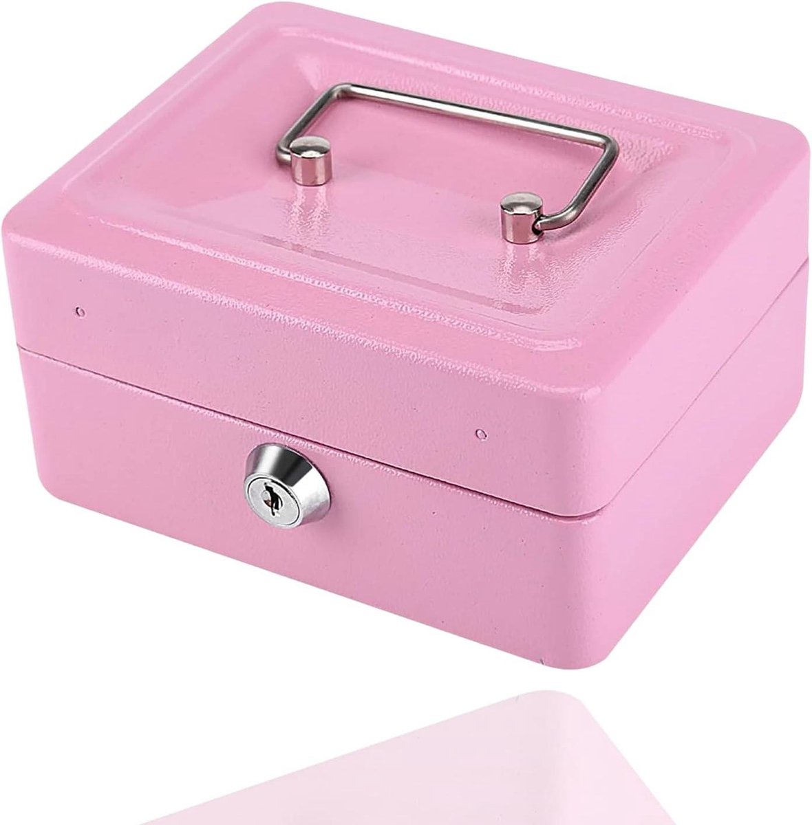 Mini Geldkist - Kleine Kluis - Thuis Opslag - Dubbele Toets Ontwerp - 16cm Breed - Roze
