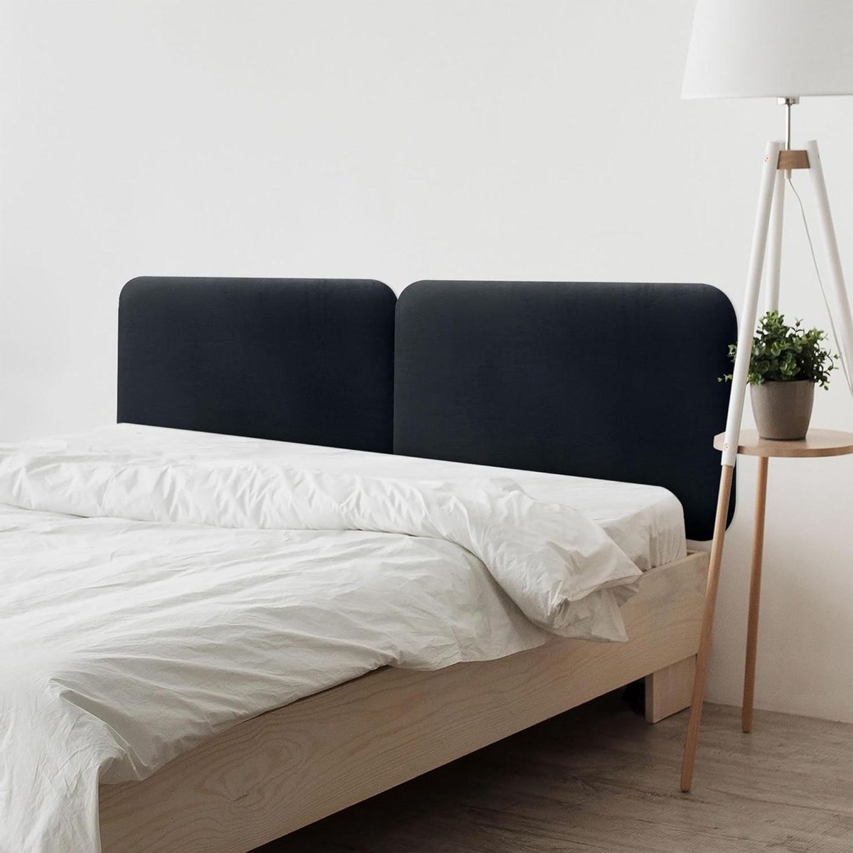 Gestoffeerd Hoofdbord - Afgerond Fluweel - Bed Opknappen - Vlekwerende Stof - 190cm Breed - Zwart