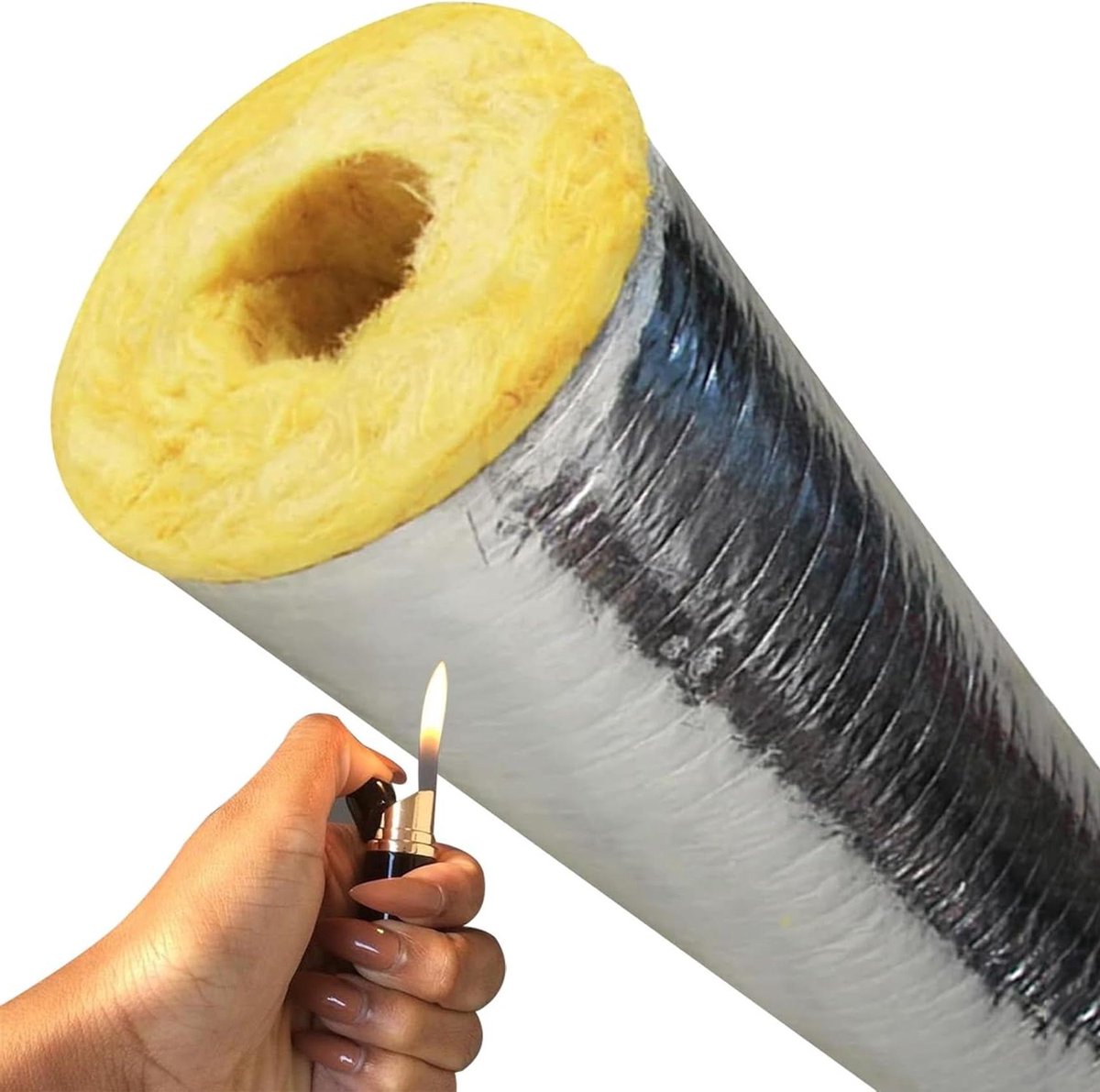 Buisisolatie Schuimslang - Glaswol Isolatie - Pijpen Beschermen - Zelfklevend Aluminiumfolie - 34mm x 30mm - Grijs