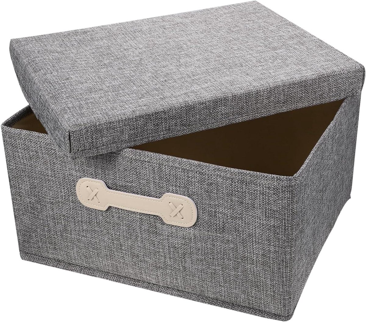 Opbergbox Met Deksel - Woven Mand - Huis Organiseren - Inklapbaar Ontwerp - 35x28x18cm - Grijs