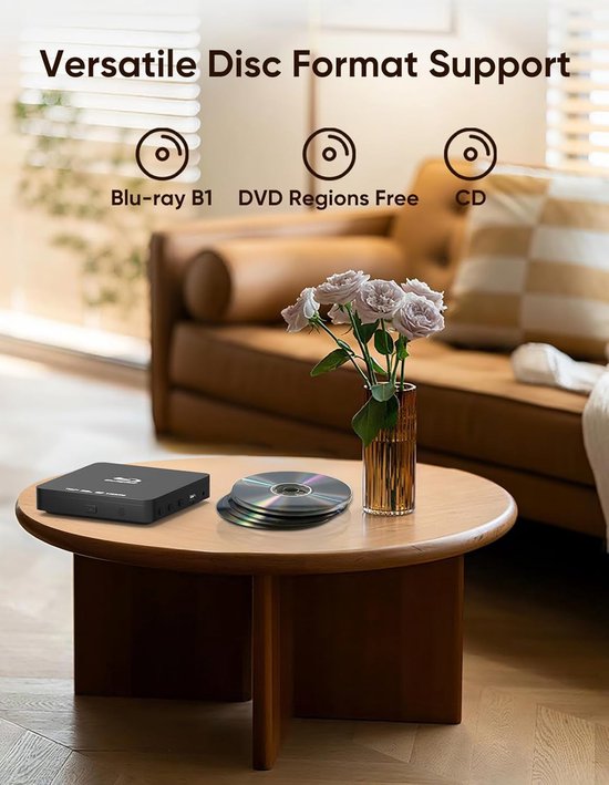 Blu Ray Speler - Disc Speler - Home Cinema - Full HD 1080P - Compact Design - Zwart — afbeelding 4