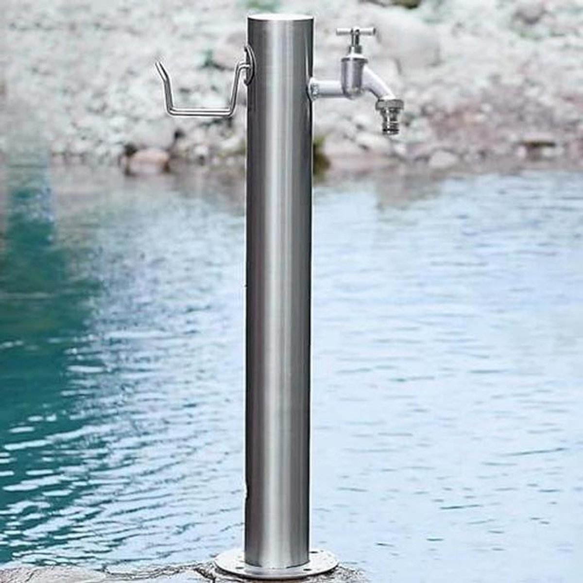 Buitenwaterfontein - Tuinkraan Zuil - Planten Water Geven - Roestvrij Staal - Verticale Tuin - Zwart