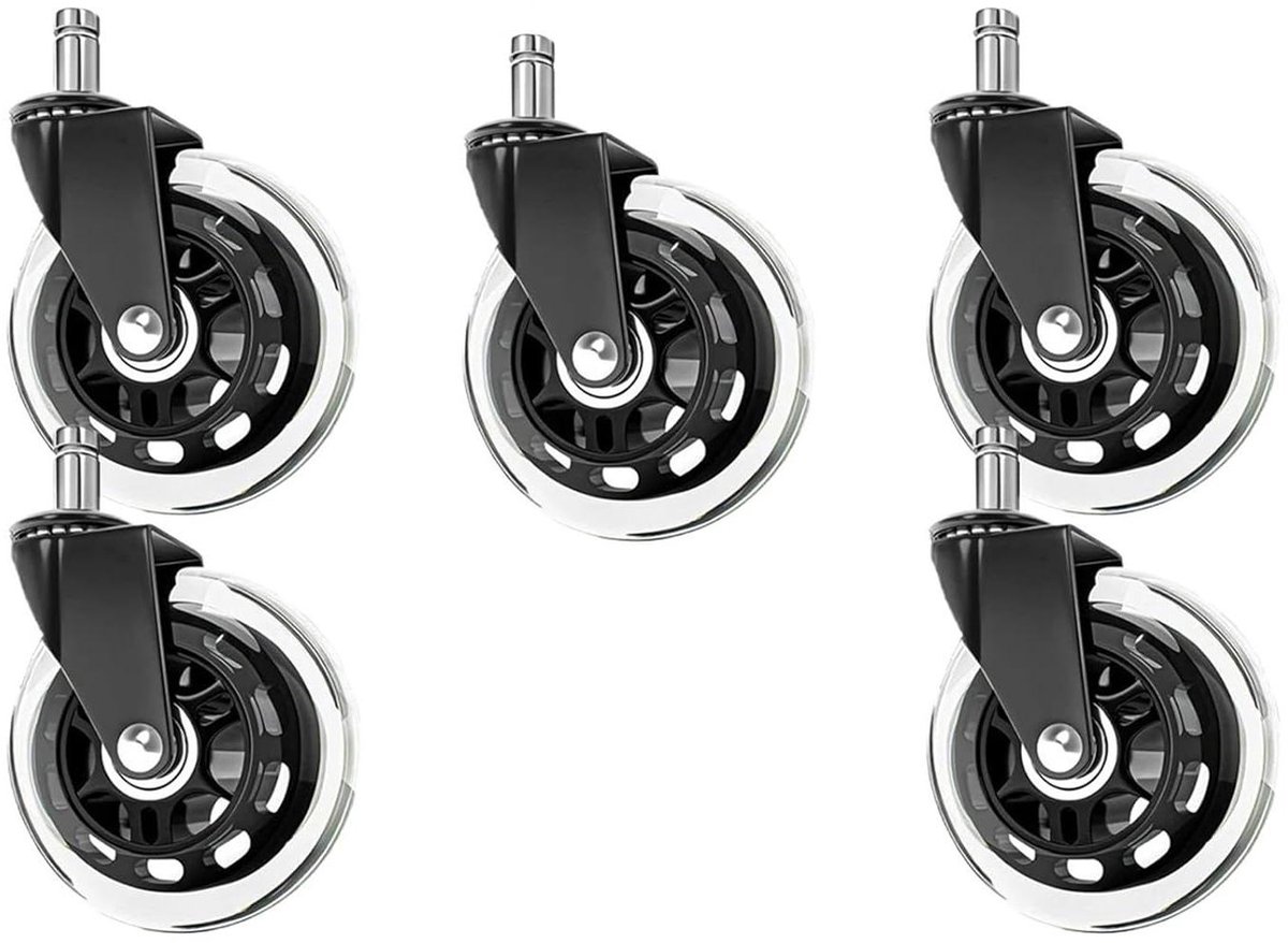 Bureaustoel Wielen - Reservewielen Set - Vloer Beschermen - Soepel Rollen - 3 Inch - Zwart