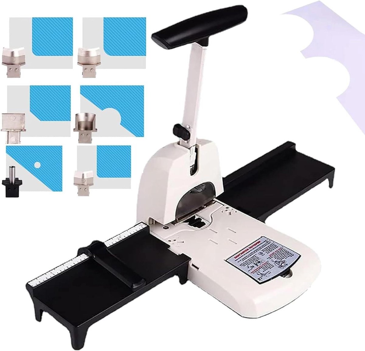 Hoekpons Perforator - Papier Snijder - Documenten Bewerken - 6-in-1 Functionaliteit - 100 Vel Capaciteit - Zwart