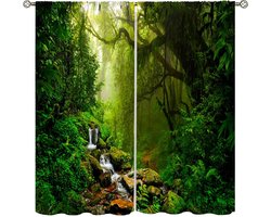 Decoratieve Gordijnen - Raambekleding Set - Kamer Verfraaien - Natuurlijk Schaduwfilter - 1067 x 160 cm - Groen Bos
