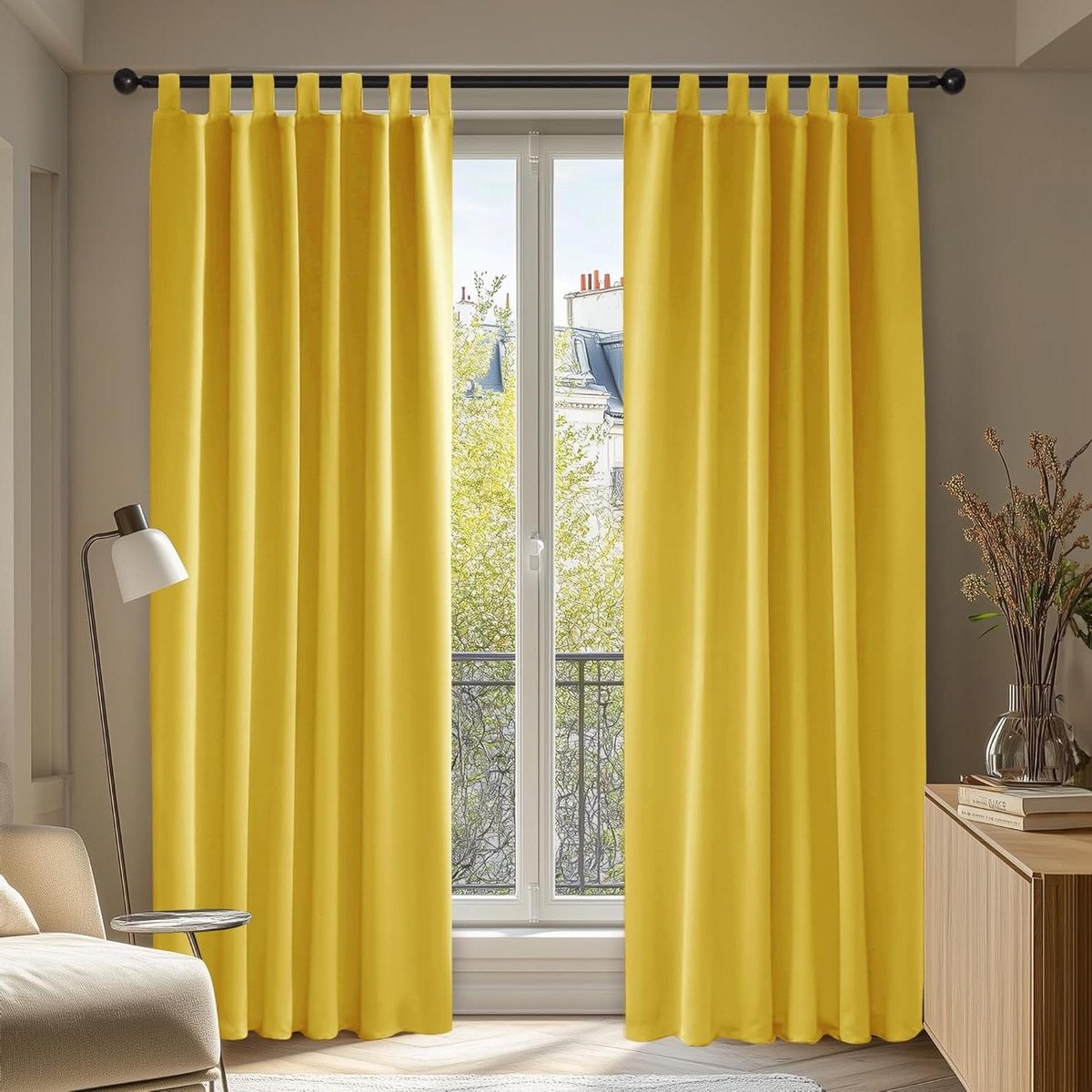 Verduisterende Gordijnen - Luxe Gordijnstof - Slaapkamer Verduisteren - Warmte- en Geluidsisolerend - 2x 140x290 cm - Citroengeel