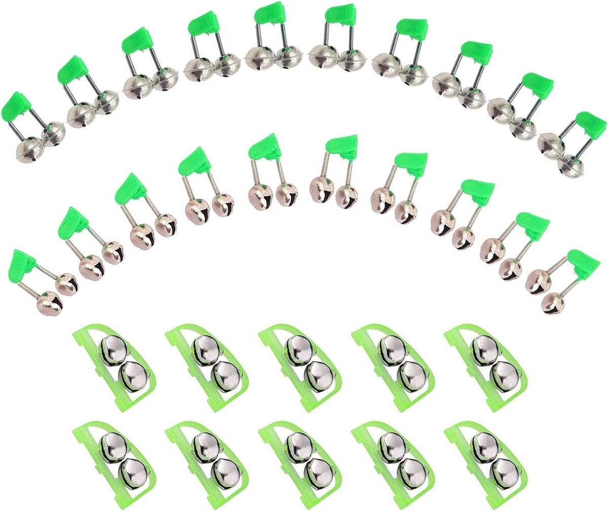 30 stuks eelt bellen, dubbele bel ring clip bijt alarm voor vissen, geschikt voor nachtvisserij en professionele vissers