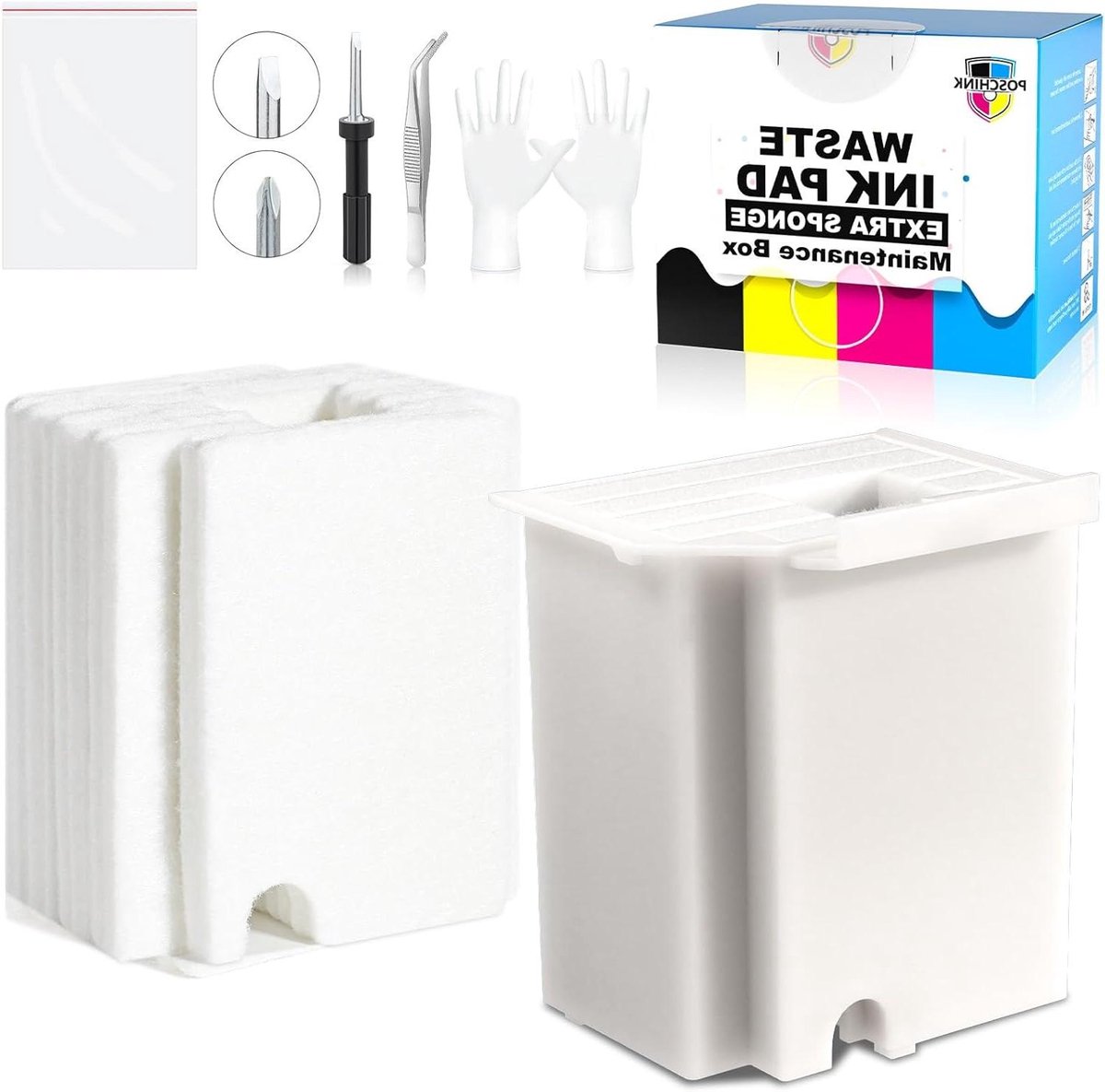 Onderhoudsbox Printer - Inkt opvangbak - Printeronderhoud - Extra spons - 1 set - Zwart