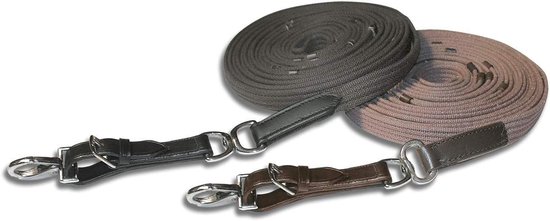 Longeer teugels - Paardrij teugels - Paard training - Met leren stops - 77 meter - Bruin Longeer teugels - Paardrij teugels - Paard training - Met leren stops - 77 meter - Bruin