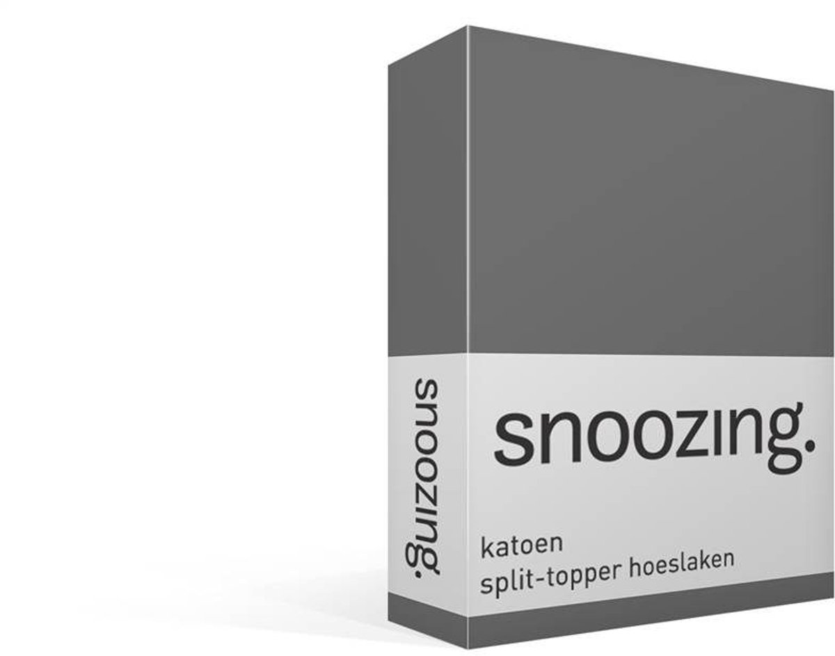 Snoozing Katoen - Split-topper - Hoeslaken - Lits-jumeaux - 200x210/220 cm - Antraciet